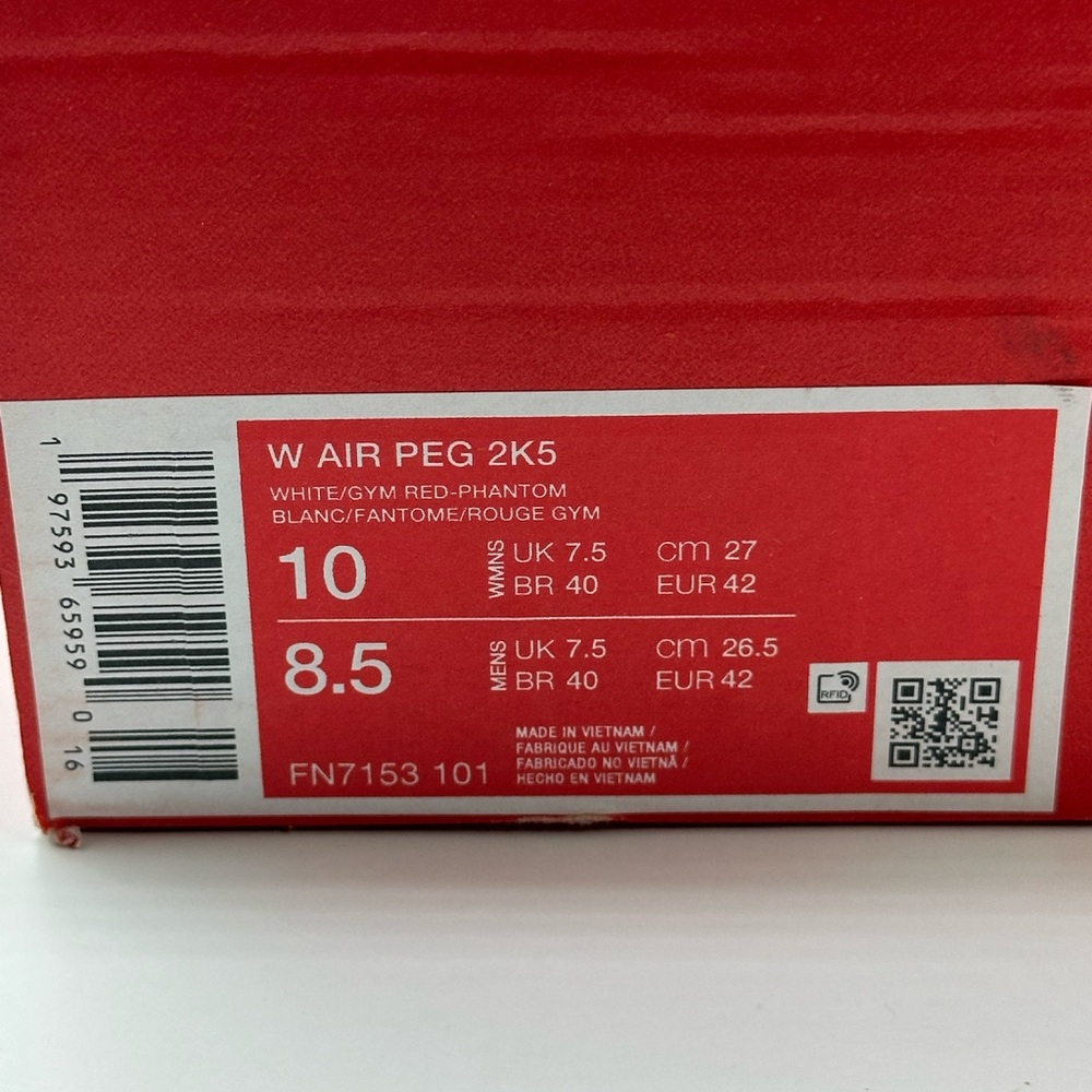 Women's Nike Air Peg 2K5  White/Gym Red-Phantom (FN7153 101) Size 10 - Picture 12 of 12